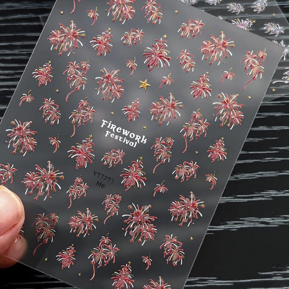 New Year Fireworks Nail decal sticker/ Nail art/ 3D Adhesive/ DIY use