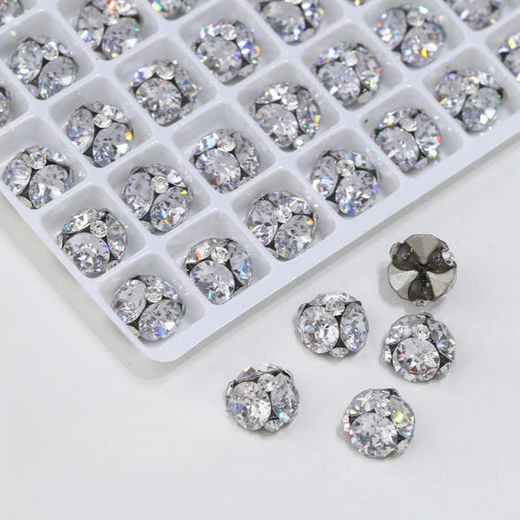 2PCS White Zircon pile diamond without a base nail art decoration
