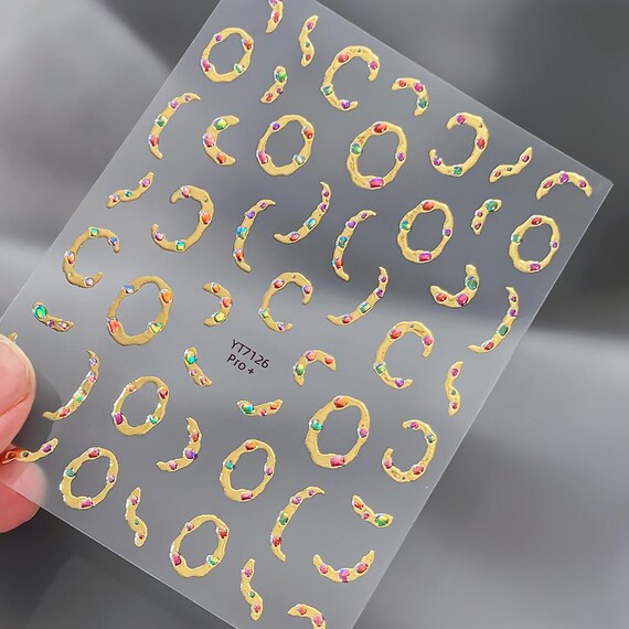French Metallic Gemstone Nail decal sticker/ Nail art/ 3D Adhesive/ DIY use