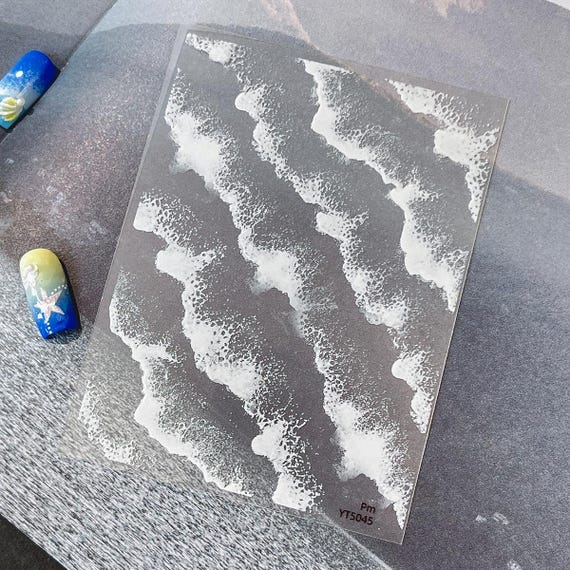 Pure White Waves Nail decal sticker/ Nail art/ 3D Adhesive/ DIY use