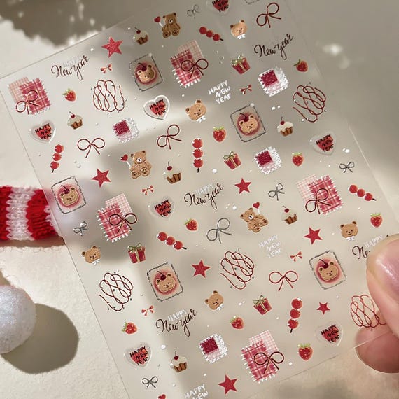 Cartoon Bear Nail decal sticker/ Nail art/ 3D Adhesive/ DIY use