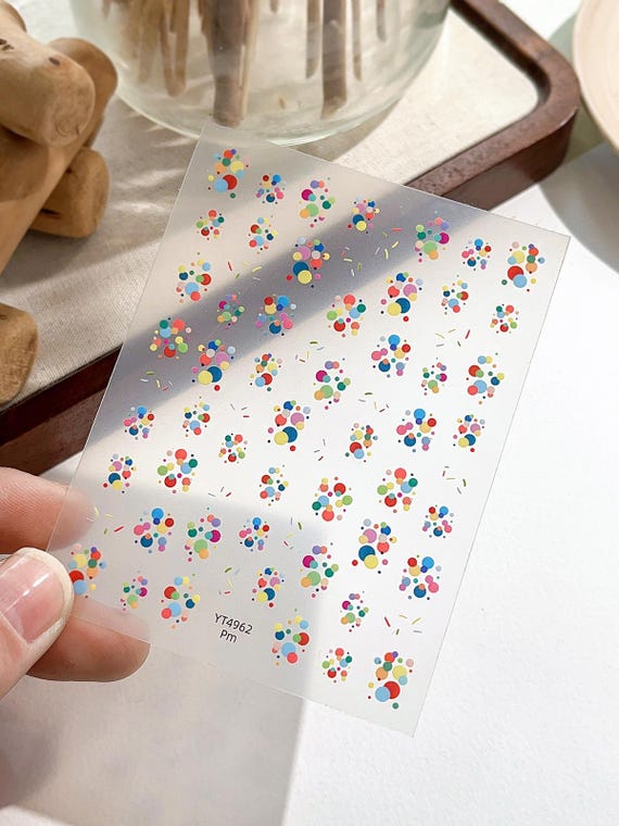Colored polka dots nail decal sticker/ 3D Candy nail art/ DIY use