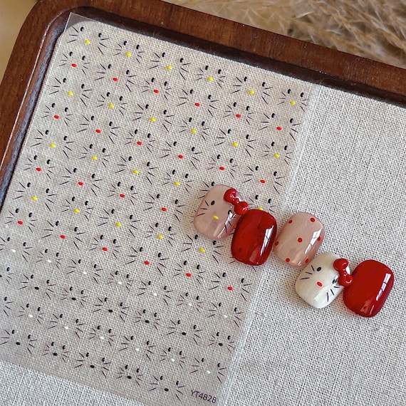 Cartoon Cat Nail decal sticker/ Nail art/ 3D Adhesive/ DIY use