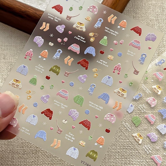 Knit Sweaters Nail decal sticker/ Nail art/ 3D Adhesive/ DIY use