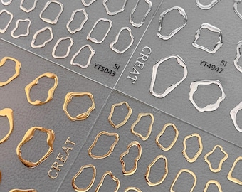 Calcomanía para uñas con líneas geométricas circulares/Arte de uñas/Adhesivo 3D/Uso DIY