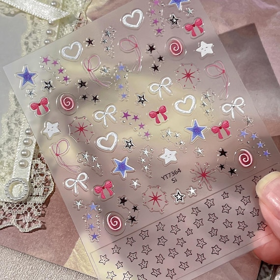 Star Bow Tie Nail decal sticker/ Nail art/ 3D Adhesive/ DIY use