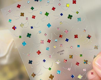 Calcomanía para uñas de trébol francés/Arte de uñas/Adhesivo 3D/Uso DIY