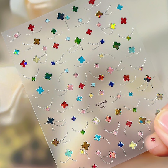 French Clover Nail decal sticker/ Nail art/ 3D Adhesive/ DIY use