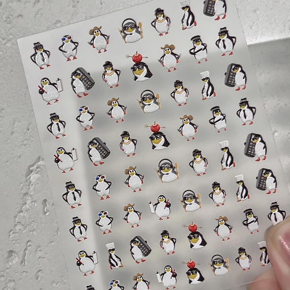 Cartoon Penguin Nail decal sticker/ Nail art/ 3D Adhesive/ DIY use
