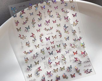 Laser Butterfly Nail decal sticker/ Nail art/ 3D Adhesive/ DIY use