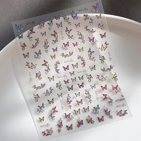 Laser Butterfly Nail decal sticker/ Nail art/ 3D Adhesive/ DIY use