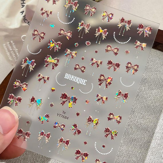 Baroque Sweet Bow Tie Nail decal sticker/ Nail art/ 3D Adhesive/ DIY use