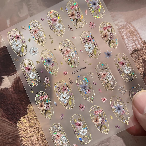 Court Flower Windows Nail decal sticker/ Nail art/ 3D Adhesive/ DIY use