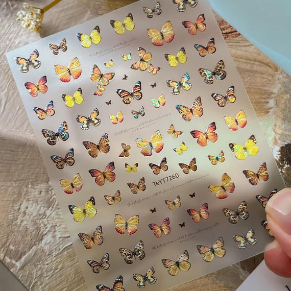 Spring Autumn Butterfly Nail decal sticker/ Nail art/ 3D Adhesive/ DIY use