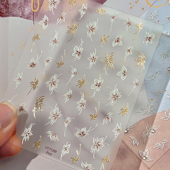 Simple Flowers Nail decal sticker/ Nail art/ 3D Adhesive/ DIY use