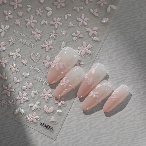 Spring Cherry Blossoms Floral Flowers nail decal sticker/ nail art/ 3D Adhesive/ DIY use
