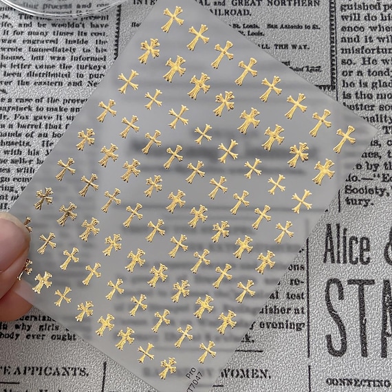 Retro Cross Nail decal sticker/ Nail art/ 3D Adhesive/ DIY use