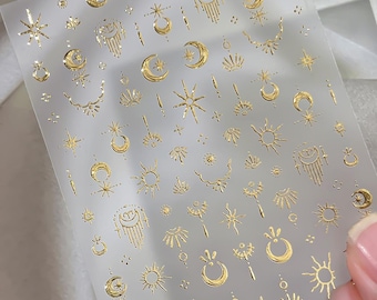 Star Moon Totem Symbol Nail decal sticker/ Nail art/ 3D Adhesive/ DIY use