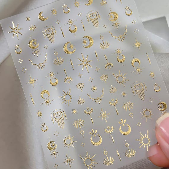 Star Moon Totem Symbol Nail decal sticker/ Nail art/ 3D Adhesive/ DIY use