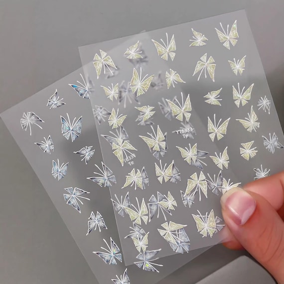 Spring Hand-Painted Butterfly Nail decal sticker/ Nail art/ 3D Adhesive/ DIY use