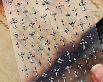 Adesivo per unghie a forma di croce vintage/Nail art/Adesivo 3D/Uso fai da te