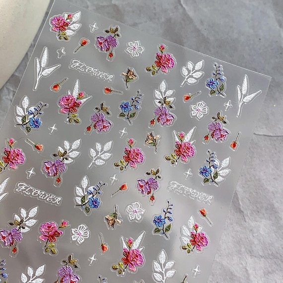 Spring Weaving Roses Floral Flowers Nail decal sticker/ Nail art/ 3D Adhesive/ DIY