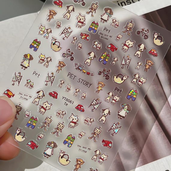 Cartoon Dog Nail decal sticker/ Nail art/ 3D Adhesive/ DIY use