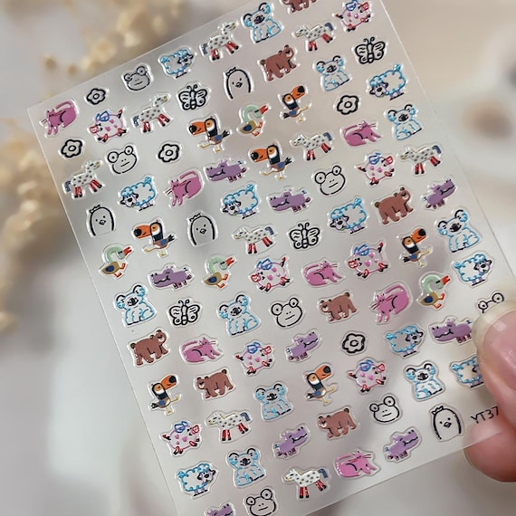 Cute Cartoon Animals Nail decal sticker/ Nail art/ 3D Adhesive/ DIY use