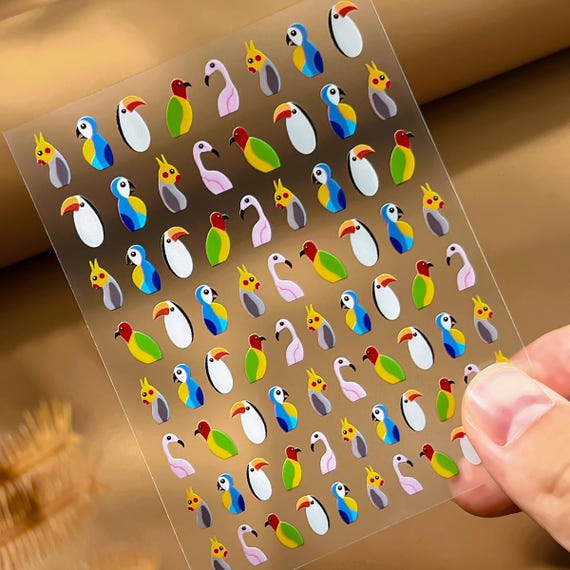 Cartoon Parrot Nail decal sticker/ Nail art/ 3D Adhesive/ DIY use