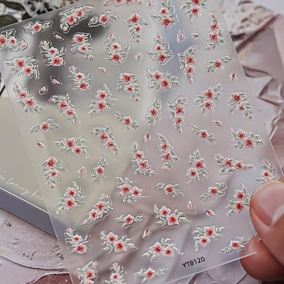 Spring Retro Goldfish Floral Flowers Nail decal sticker/ Nail art/ 3D Adhesive/ DIY use