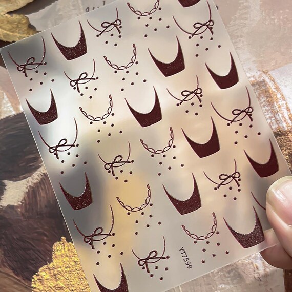 French Bow Nail decal sticker/ Nail art/ 3D Adhesive/ DIY use
