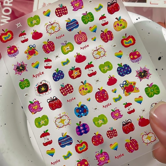 Colorful Cartoon Apples Nail decal sticker/ Nail art/ 3D Adhesive/ DIY use