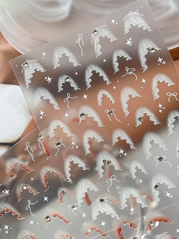 Lace Chiffon Nail decal sticker/ Nail art/ 3D Adhesive/ DIY use