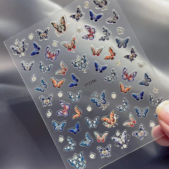 Bohemian Butterfly Nail decal sticker/ Nail art/ 3D Adhesive/ DIY use