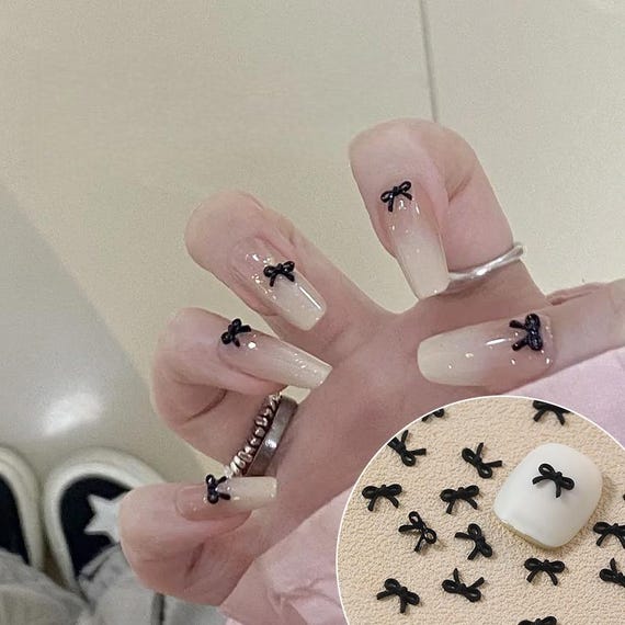 100pcs Black bow resin decorations /DIY nail art/nail decoration