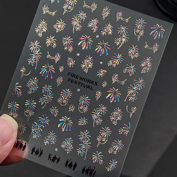 Colorful Fireworks Nail decal sticker/ Nail art/ 3D Adhesive/ DIY use