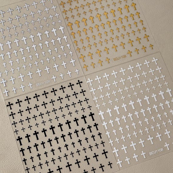 4PCS Punk Cross Nail decal sticker/ Nail art/ 3D Adhesive/ DIY use