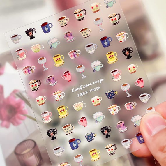 Cartoon Cup Nail decal sticker/ Nail art/ 3D Adhesive/ DIY use