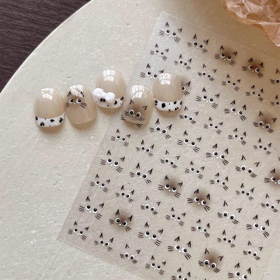 Cartoon Cat Nail decal sticker/ Nail art/ 3D Adhesive/ DIY use
