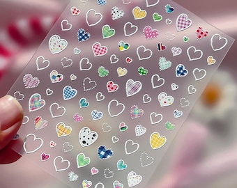 Multi-style Heart Nail decal sticker/ Nail art/ 3D Adhesive/ DIY use