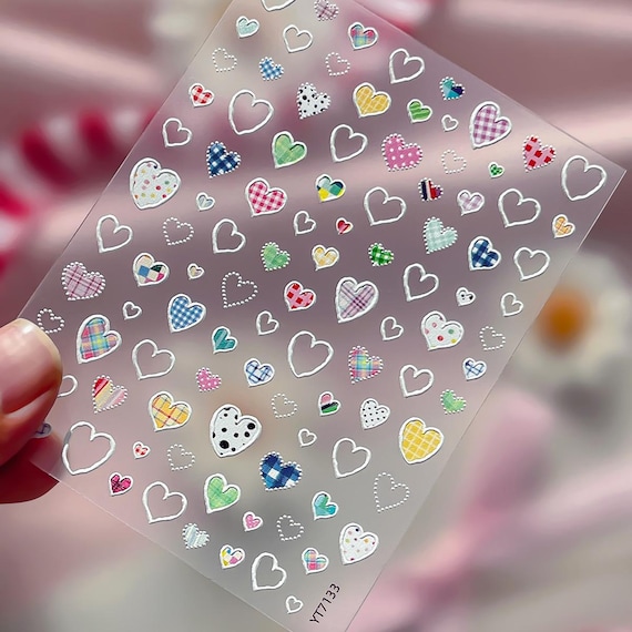 Multi-style Heart Nail decal sticker/ Nail art/ 3D Adhesive/ DIY use