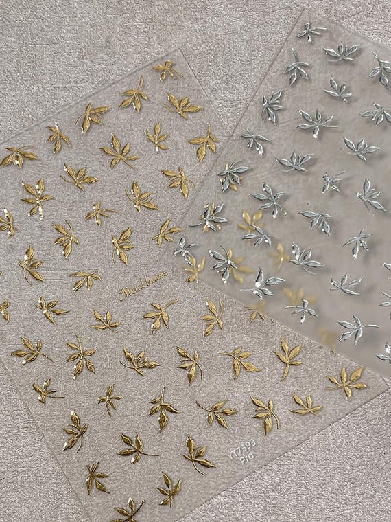 Metal Leaves Nail decal sticker/ Nail art/ 3D Adhesive/ DIY use