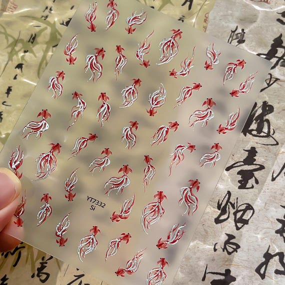 Goldfish Nail decal sticker/ Nail art/ 3D Adhesive/ DIY use