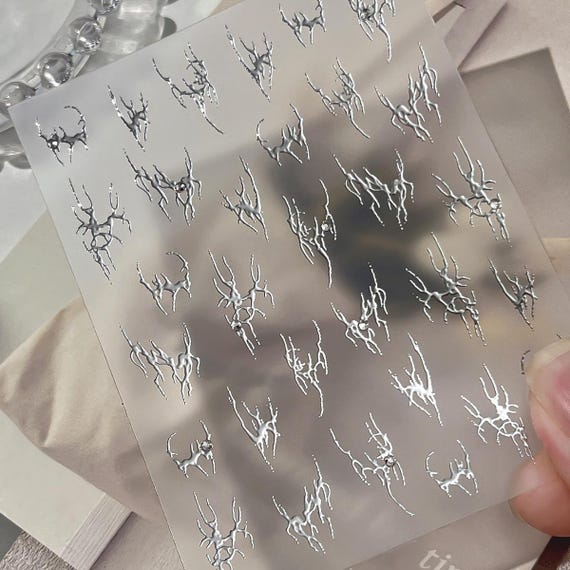 Hand-painted Antler Lines Nail decal sticker/ Nail art/ 3D Adhesive/ DIY use