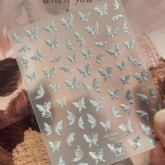 Metallic Butterfly Nail decal sticker/ Nail art/ 3D Adhesive/ DIY use