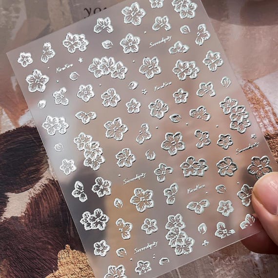 Spring Cherry Blossoms Floral Flowers Nail decal sticker/ Nail art/ 3D Adhesive/ DIY use