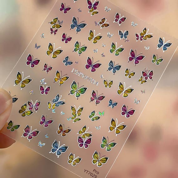 Jelly Butterfly Nail decal sticker/ Nail art/ 3D Adhesive/ DIY use