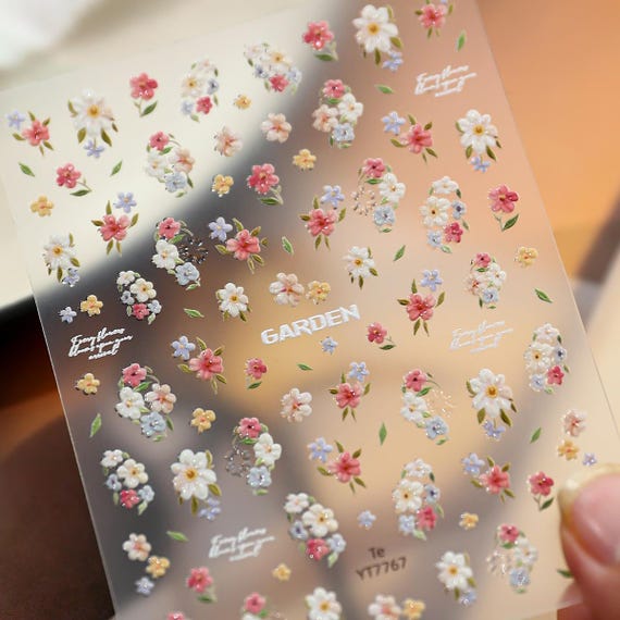 Flower Nail decal sticker/ Nail art/ 3D Adhesive/ DIY use