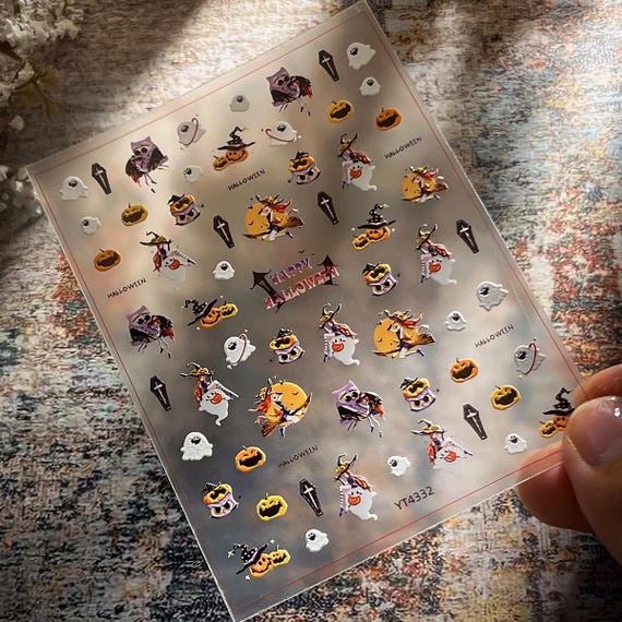 Halloween Ghosts Monsters Pumpkins Witches Nail decal sticker/ Nail art/ 3D Adhesive/ DIY use