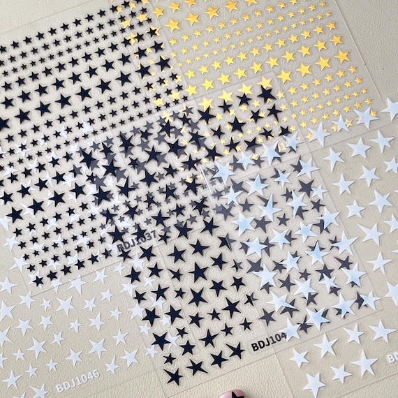 4Pcs Five-pointed Star Nail decal sticker/ Nail art/ 3D Adhesive/ DIY use